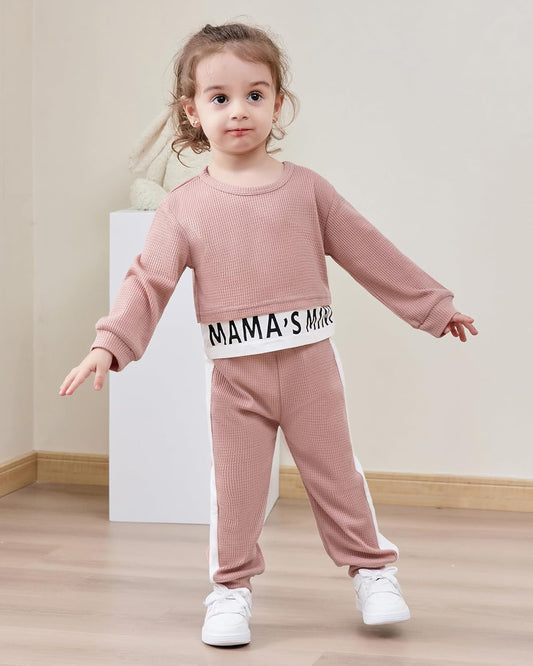 ZOEREA Baby Mädchen Kleidung Langarm Pullover Waffel Sweatshirt Tops + Hosen Set Neugeborene Weiche Kleinkinder Babykleidung Outfits Set