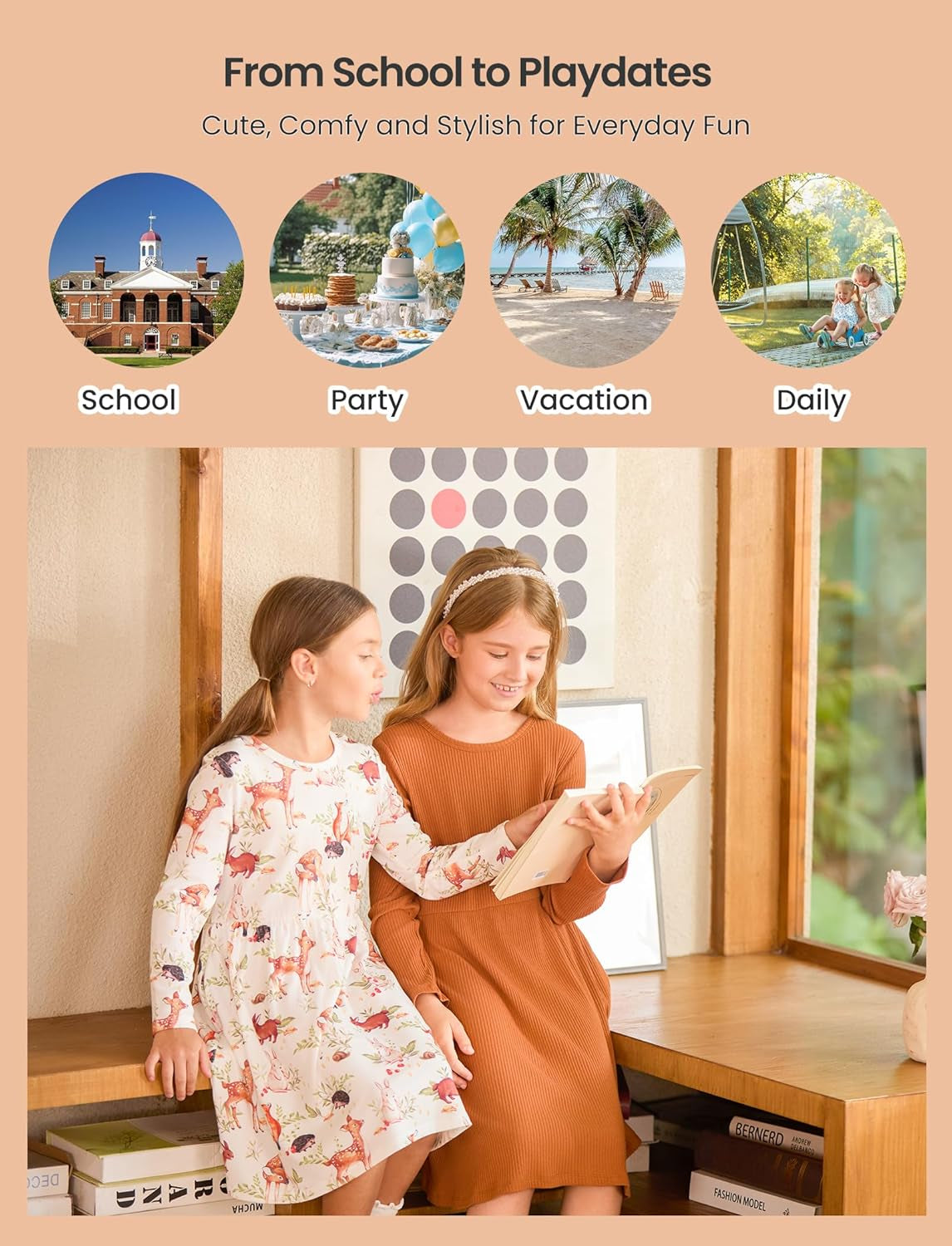 PATPAT Kleinkind Mädchen Kleid Set Langarm, Kind Kleid Einschulung, Packung Mit 2 Kleider Mädchen Festlich Mit Schmetterlingsmuster Für Geburtstag, Party, Bankett, Hochzeit, Urlaub, Gr.83-140