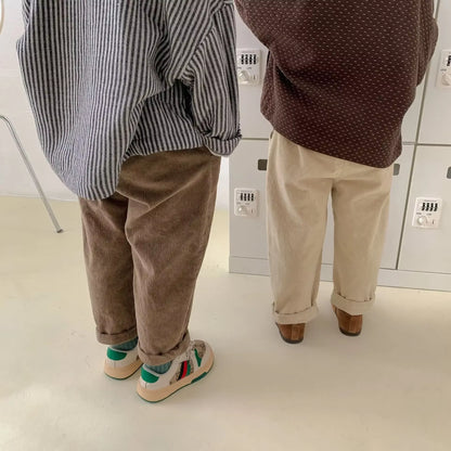 2025 Boys Korean Corduroy Pants Autumn Winter Hot Sale Girl Casual Pants Long Pants 1-7Year Kid'S Pants Trousers