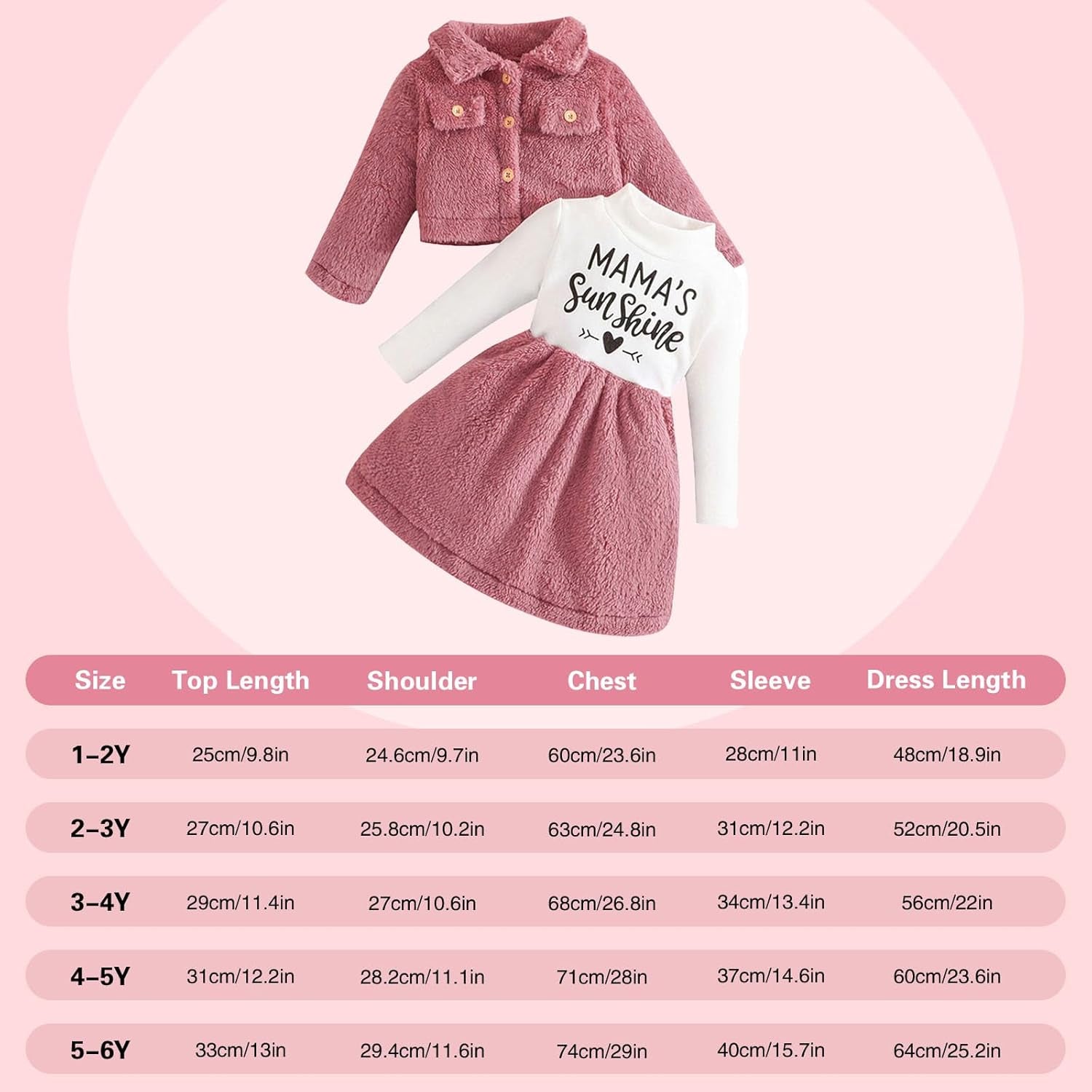 2PCS Baby Mädchen Winterkleid Und Samt Strickjacke Sets Kleinkind Langarm Verdickt Plüsch Mantel Kleider Outfit