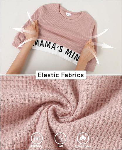 ZOEREA Baby Mädchen Kleidung Langarm Pullover Waffel Sweatshirt Tops + Hosen Set Neugeborene Weiche Kleinkinder Babykleidung Outfits Set