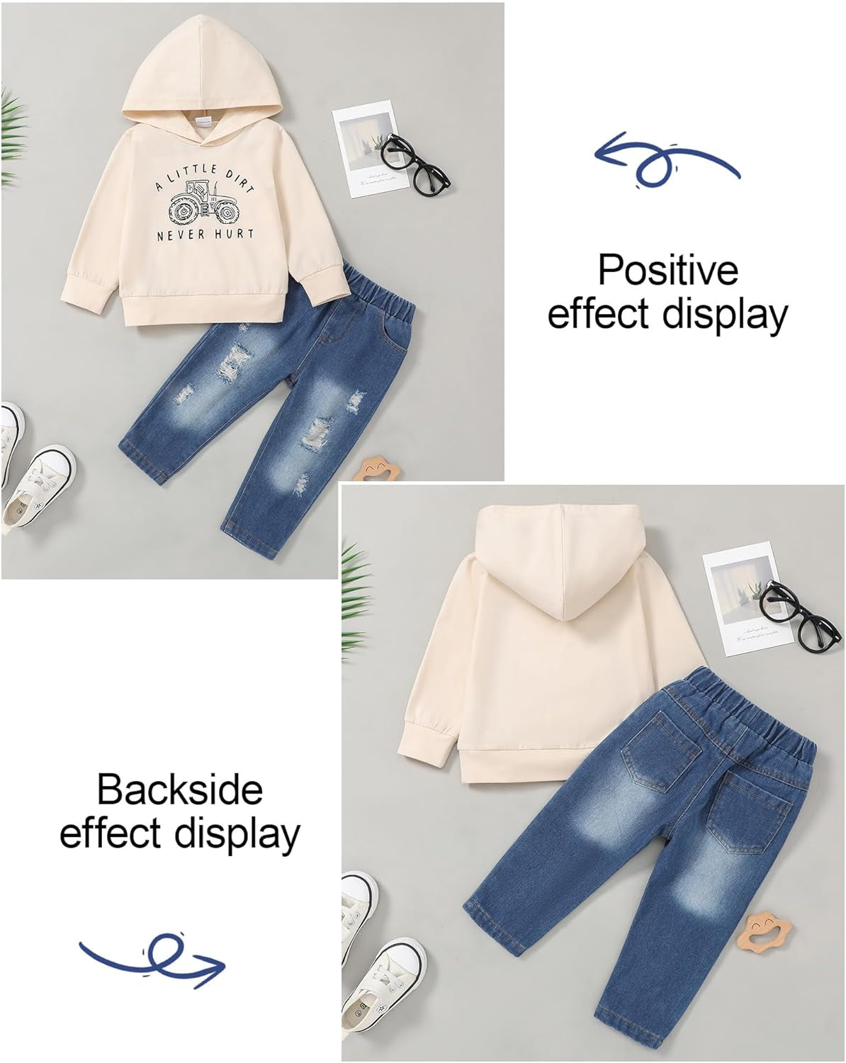 Baby Jungen Outfits Kleidung Sets Kleinkind Bekleidung Junge 1-5 Jahre Brief Muster Lange Ärmel Mit Kapuze Sweatshirt Und Baby Jeans Junge 2 Tlg
