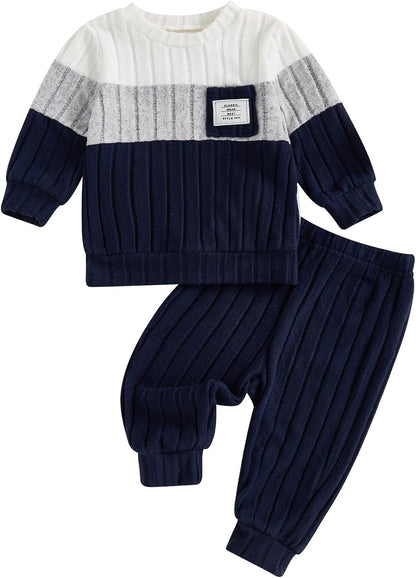 Baby Kleidung Jungen Winter Pullover Outfit Langarm Sweatshirt + Hose Kinder Bekleidungsset Für Baby-Jungen Strickpullover