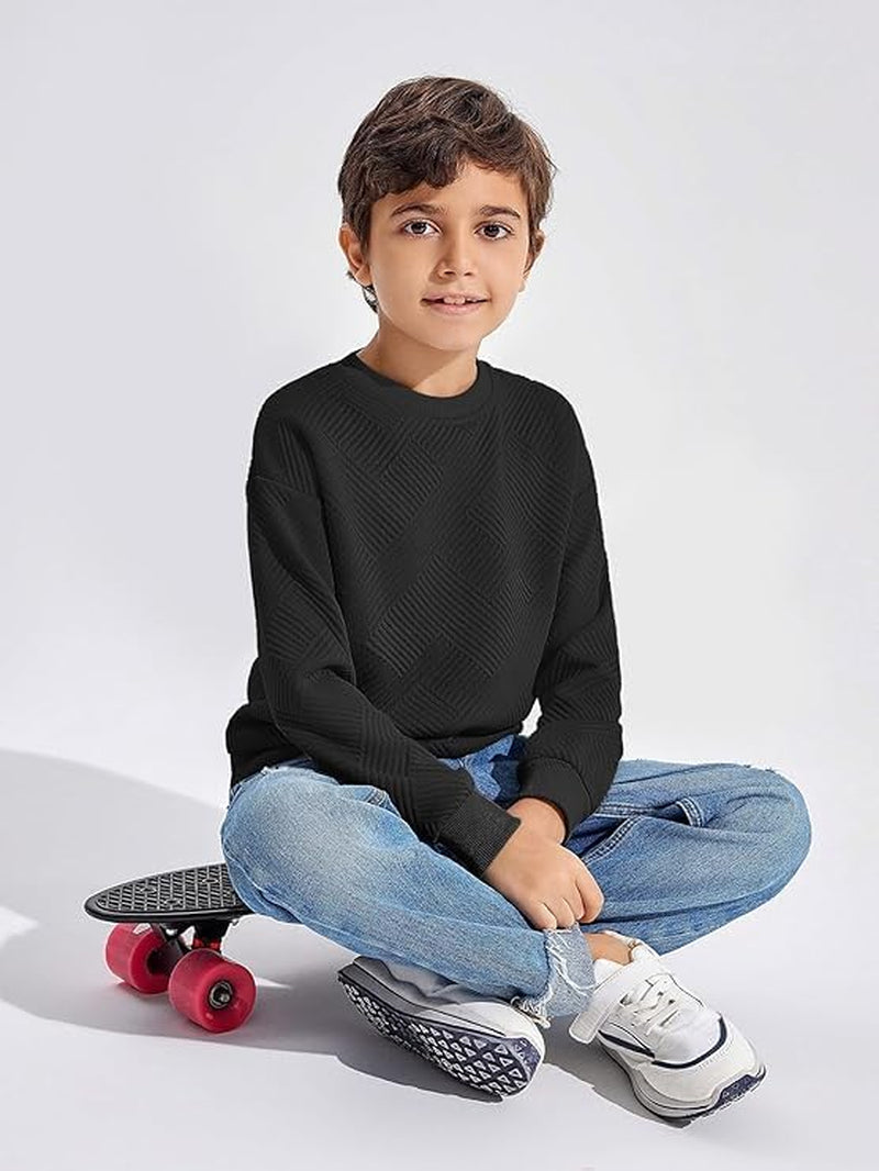 Haloumoning Jungen Langarmshirt Kinder Rundhals Sweatshirt Einfarbig Pullover Langarm T-Shirt Basic Top