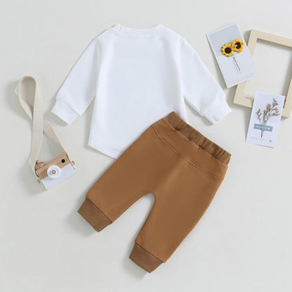 Geagodelia Baby Jungen Kleidung Outfit Babykleidung Set Langarmshirt Sweatshirt + Hose Neugeborene Weiche Babyset Zweiteiler Patchwork