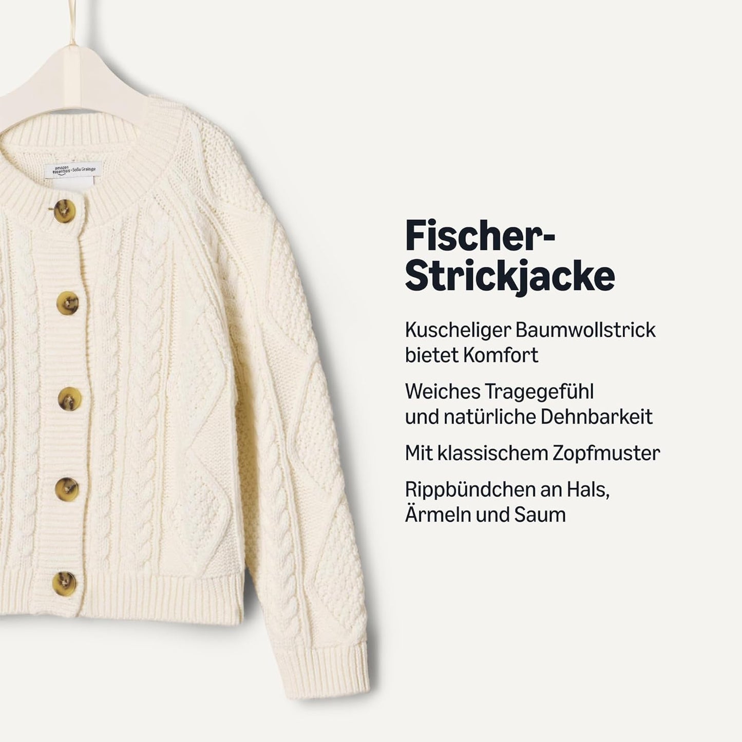 Amazon Essentials X Sofia Grainge Unisex Baby Und Kinder Fischer-Strickjacke Pullover