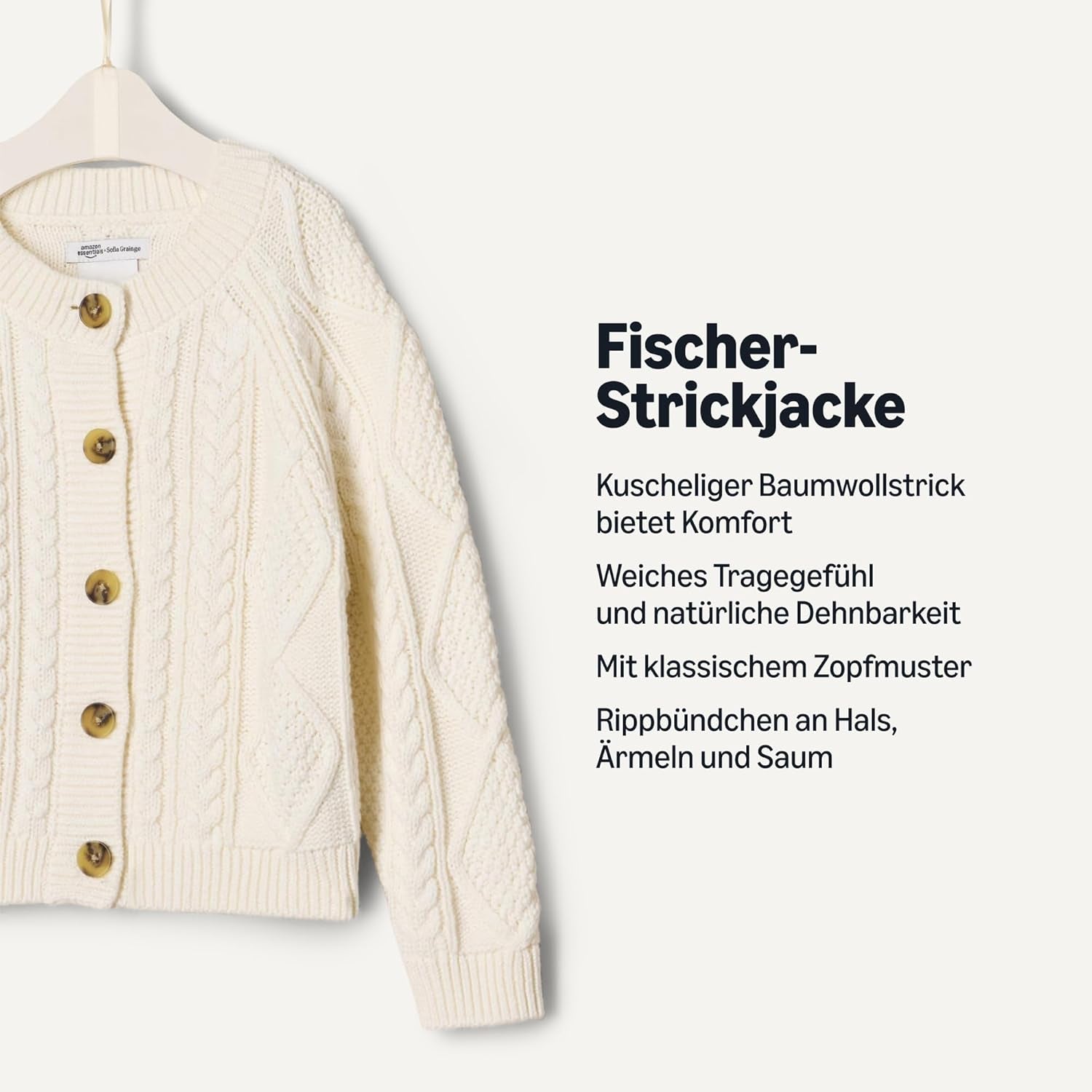 Amazon Essentials X Sofia Grainge Unisex Baby Und Kinder Fischer-Strickjacke Pullover