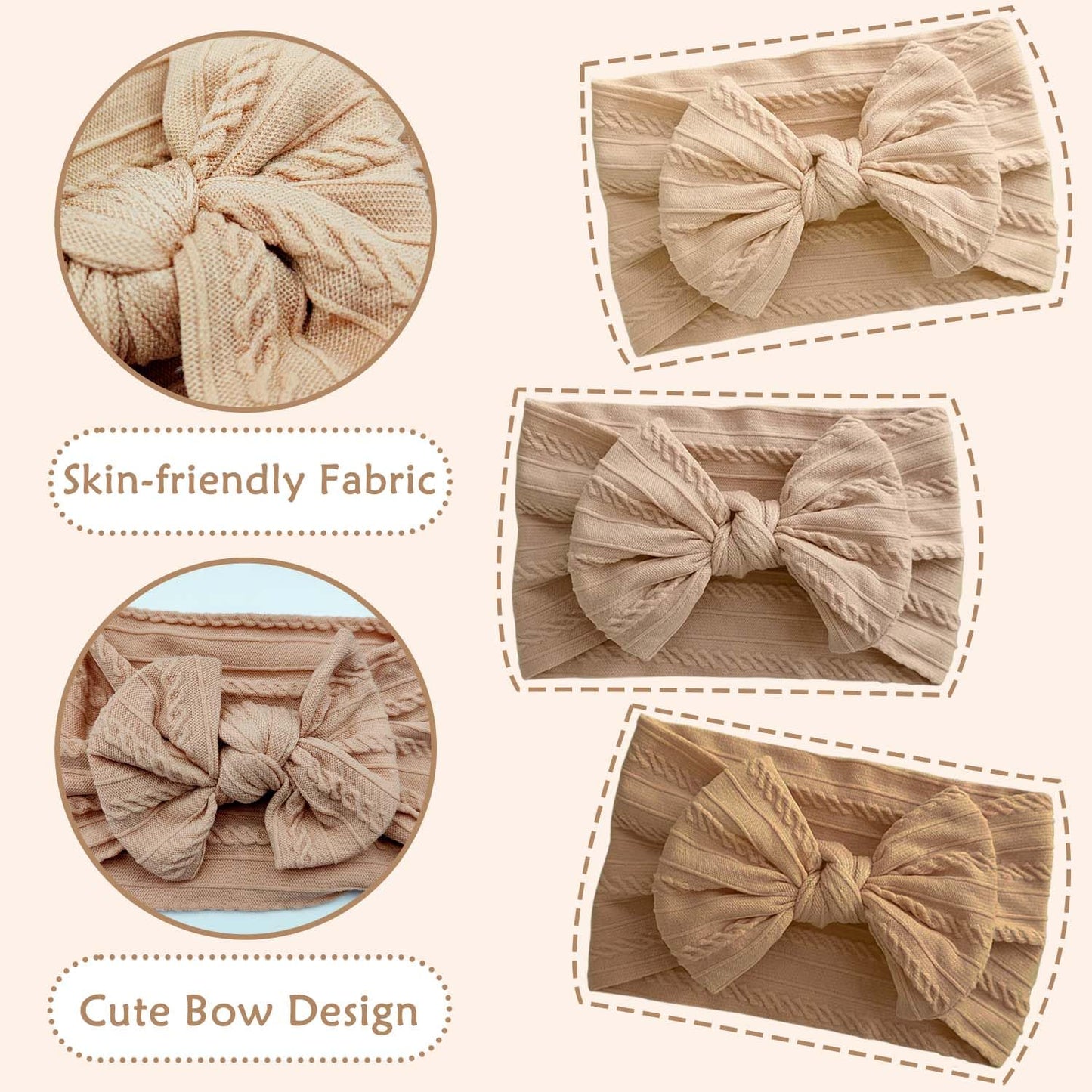 3 Stück Baby-Turban-Stirnband Für Neugeborene, Baby-Stirnbänder, Baby-Mädchen-Bögen, Weiche Schleife, Kopfbedeckung, Elastische Haarbänder Für Kleinkinder, Neugeborene