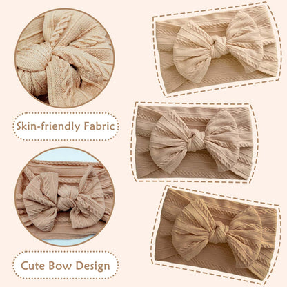 3 Stück Baby-Turban-Stirnband Für Neugeborene, Baby-Stirnbänder, Baby-Mädchen-Bögen, Weiche Schleife, Kopfbedeckung, Elastische Haarbänder Für Kleinkinder, Neugeborene