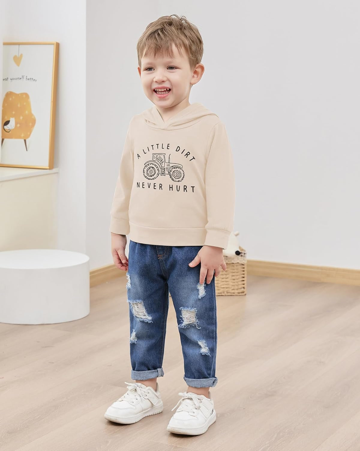 Baby Jungen Outfits Kleidung Sets Kleinkind Bekleidung Junge 1-5 Jahre Brief Muster Lange Ärmel Mit Kapuze Sweatshirt Und Baby Jeans Junge 2 Tlg
