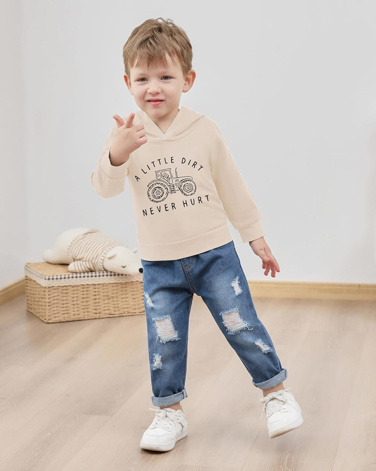Baby Jungen Outfits Kleidung Sets Kleinkind Bekleidung Junge 1-5 Jahre Brief Muster Lange Ärmel Mit Kapuze Sweatshirt Und Baby Jeans Junge 2 Tlg