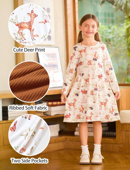 PATPAT Kleinkind Mädchen Kleid Set Langarm, Kind Kleid Einschulung, Packung Mit 2 Kleider Mädchen Festlich Mit Schmetterlingsmuster Für Geburtstag, Party, Bankett, Hochzeit, Urlaub, Gr.83-140