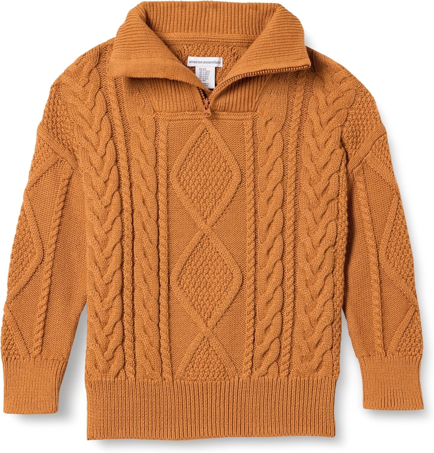 Amazon Essentials Jungen Zopfstrickpullover Mit Viertel-Reißverschluss Und Lockerer Passform