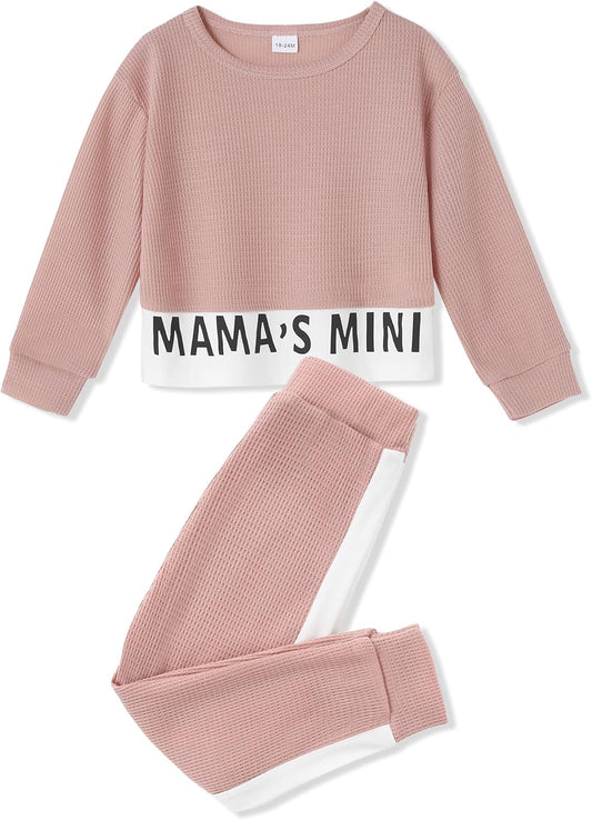 ZOEREA Baby Mädchen Kleidung Langarm Pullover Waffel Sweatshirt Tops + Hosen Set Neugeborene Weiche Kleinkinder Babykleidung Outfits Set