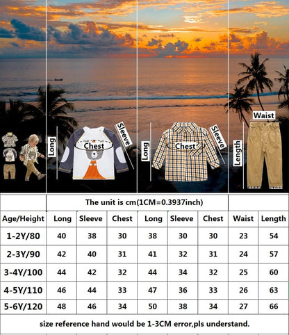 Kleinkind Jungen Casual 3-Teiliges Bekleidungsset T-Shirt + Kariertes Hemd + Khaki Hose