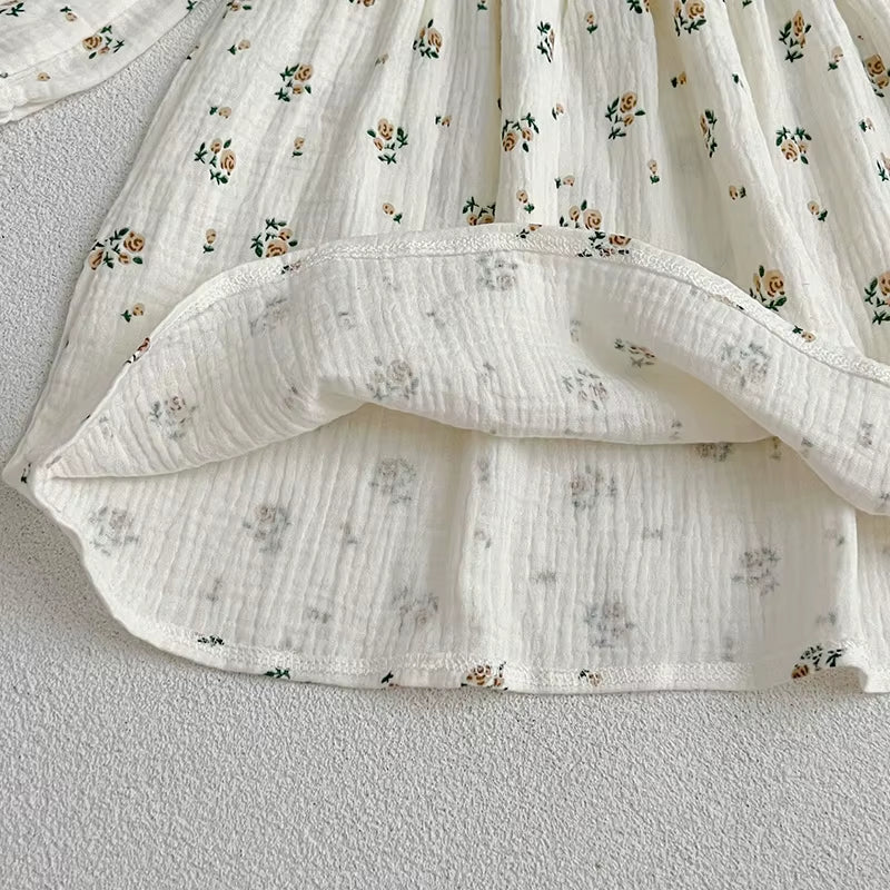 Spring Autumn Kids Baby Girls Long Sleeve Sweet Rose Printing Princess Dress Casual Baby Girls Dress Children Clothes Dress