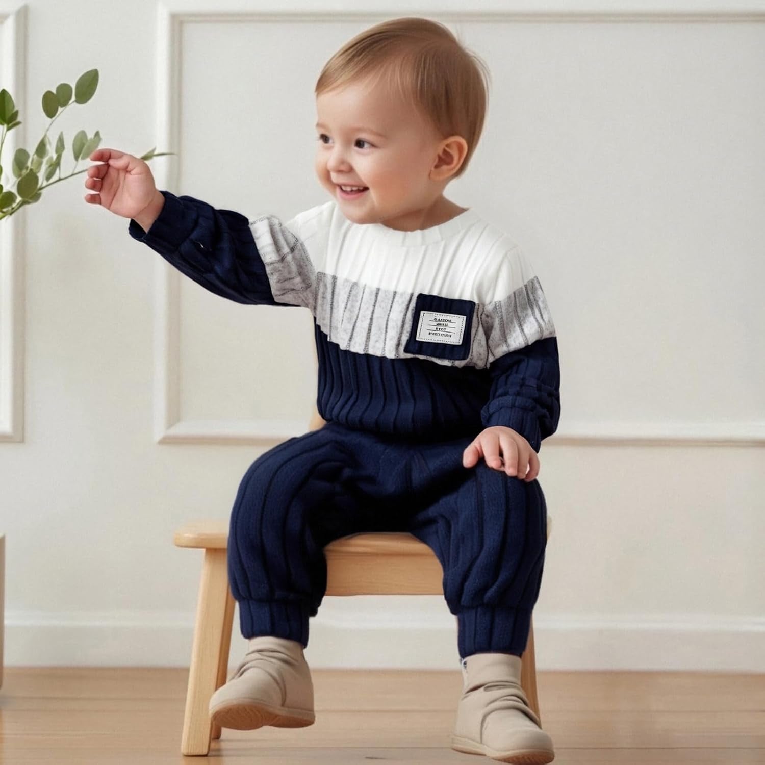 Baby Kleidung Jungen Winter Pullover Outfit Langarm Sweatshirt + Hose Kinder Bekleidungsset Für Baby-Jungen Strickpullover