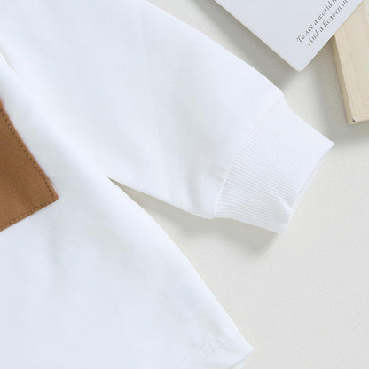 Geagodelia Baby Jungen Kleidung Outfit Babykleidung Set Langarmshirt Sweatshirt + Hose Neugeborene Weiche Babyset Zweiteiler Patchwork