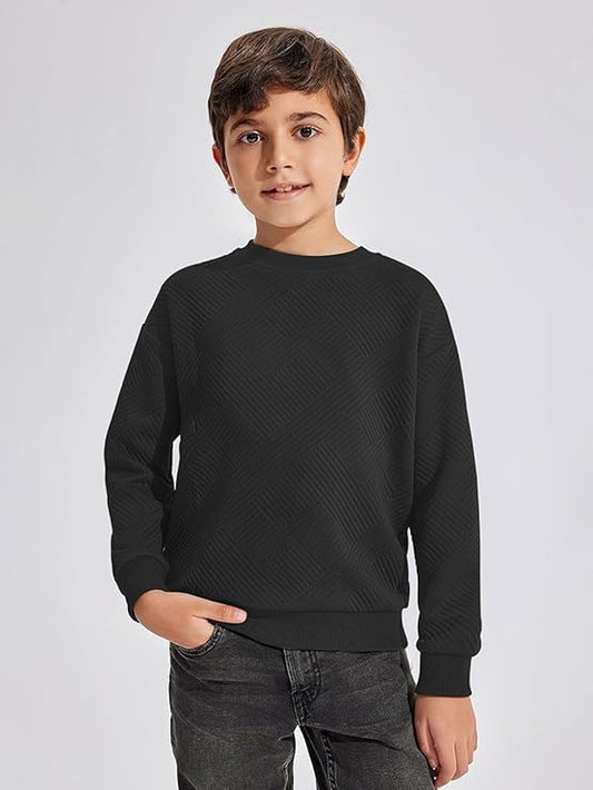 Haloumoning Jungen Langarmshirt Kinder Rundhals Sweatshirt Einfarbig Pullover Langarm T-Shirt Basic Top