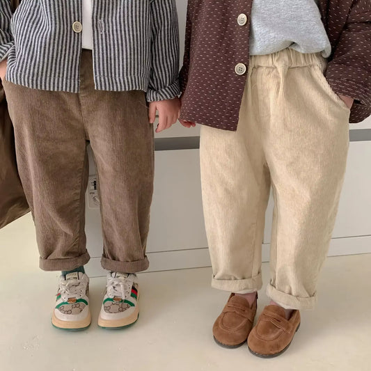 2025 Boys Korean Corduroy Pants Autumn Winter Hot Sale Girl Casual Pants Long Pants 1-7Year Kid'S Pants Trousers